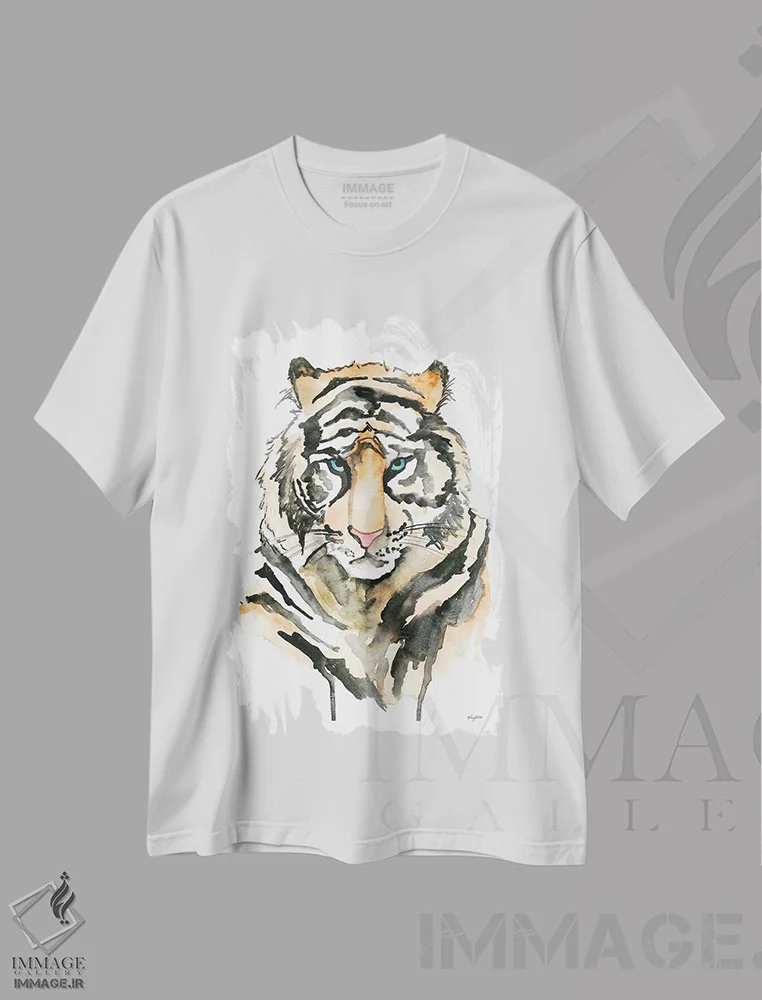 تیشرت سفید طرح دار ببر، تزئینی اثر کلسی مک نت | فروشگاه ایماژ