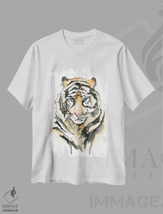 تیشرت سفید طرح دار ببر، تزئینی اثر کلسی مک نت | فروشگاه ایماژ