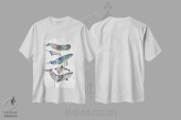 تیشرت سفید طرح دار نهنگ های قبیله ای، مدیوم اثر کلسی مک نت | فروشگاه ایماژ