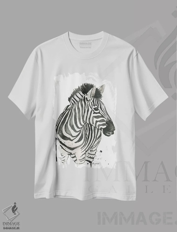 تیشرت سفید طرح دار گورخر، تزئینی اثر کلسی مک نت | فروشگاه ایماژ