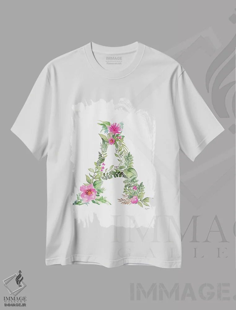 تیشرت سفید طرح دار حرف A گیاهی، تزئینی اثر کلسی مک نت | immage.ir