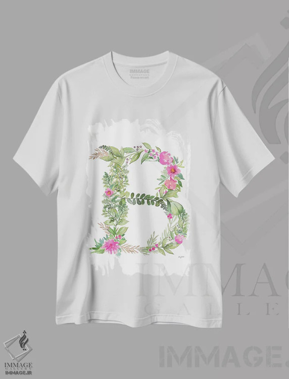 تیشرت سفید طرح دار حرف B گیاهی، تزئینی اثر کلسی مک نت | immage.ir