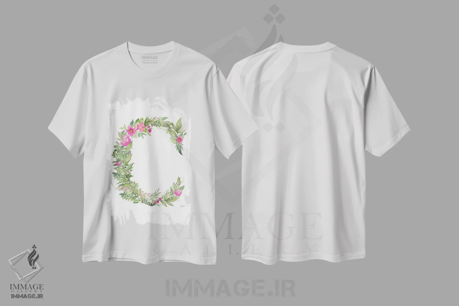 تیشرت سفید طرح دار حرف C گیاهی، تزئینی اثر کلسی مک نت | فروشگاه ایماژ