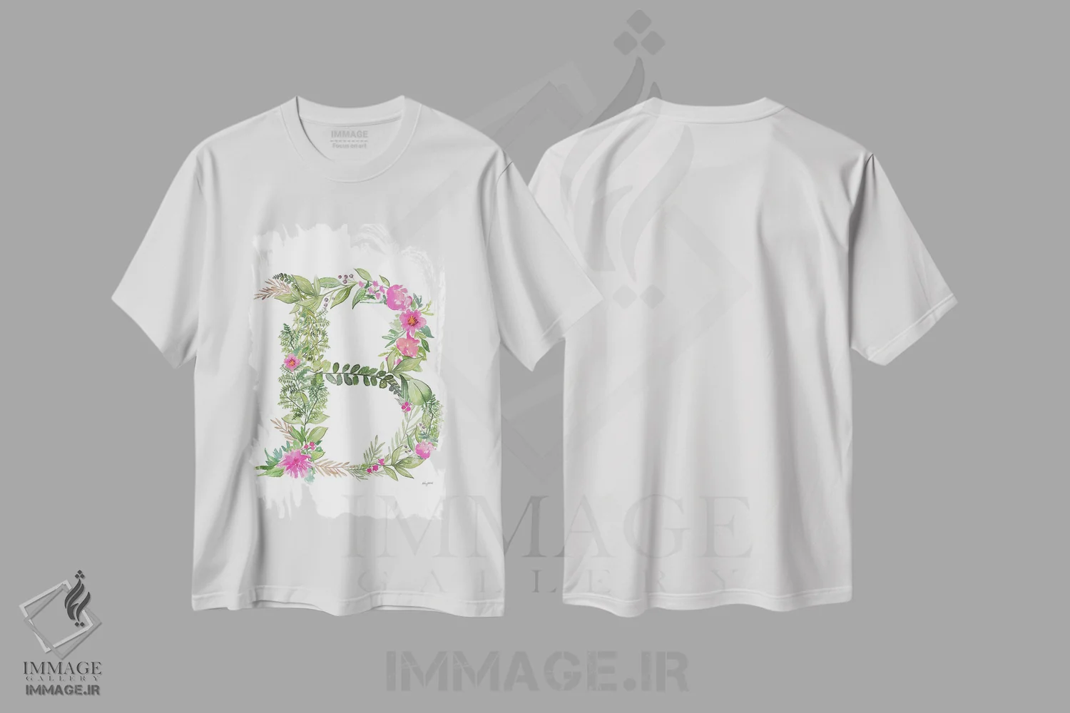 تیشرت سفید طرح دار حرف B گیاهی، تزئینی اثر کلسی مک نت | immage.ir
