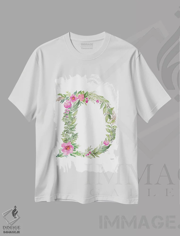 تیشرت سفید طرح دار حرف D گیاهی، تزئینی اثر کلسی مک نت | immage.ir