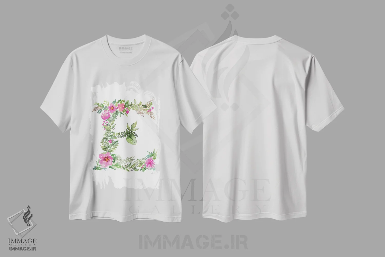 تیشرت سفید طرح دار حرف E گیاهی، تزئینی اثر کلسی مک نت | فروشگاه ایماژ