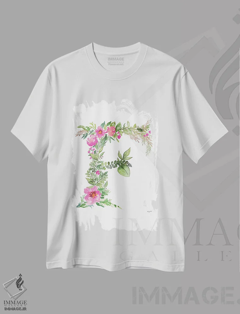 تیشرت سفید طرح دار حرف F گیاهی، تزئینی اثر کلسی مک نت | immage.ir