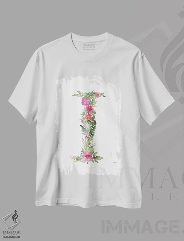 تیشرت سفید طرح دار حرف I گیاهی، تزئینی اثر کلسی مک نت | فروشگاه ایماژ