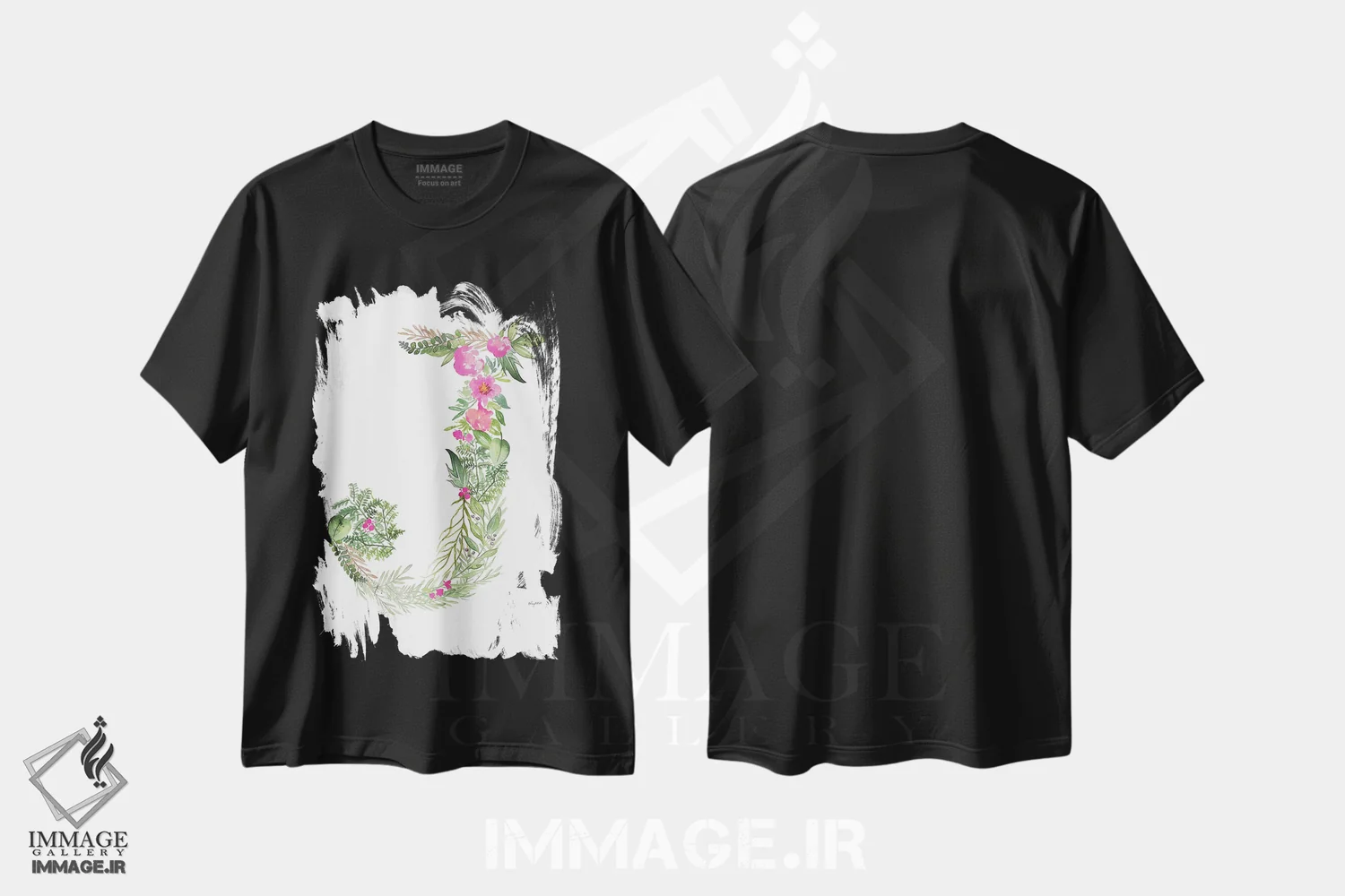 تیشرت مشکی طرح دار حرف J گیاهی، تزئینی اثر کلسی مک نت | فروشگاه ایماژ