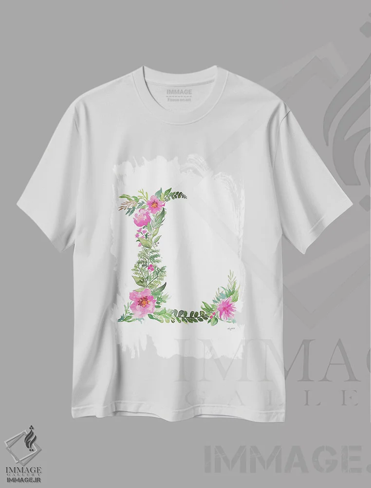 تیشرت سفید طرح دار حرف L گیاهی، تزئینی اثر کلسی مک نت | immage.ir