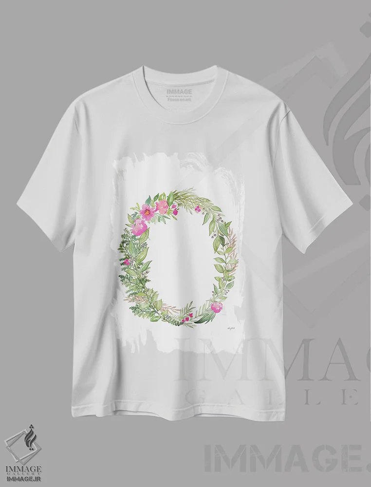 تیشرت سفید طرح دار حرف O گیاهی، تزئینی اثر کلسی مک نت | فروشگاه ایماژ