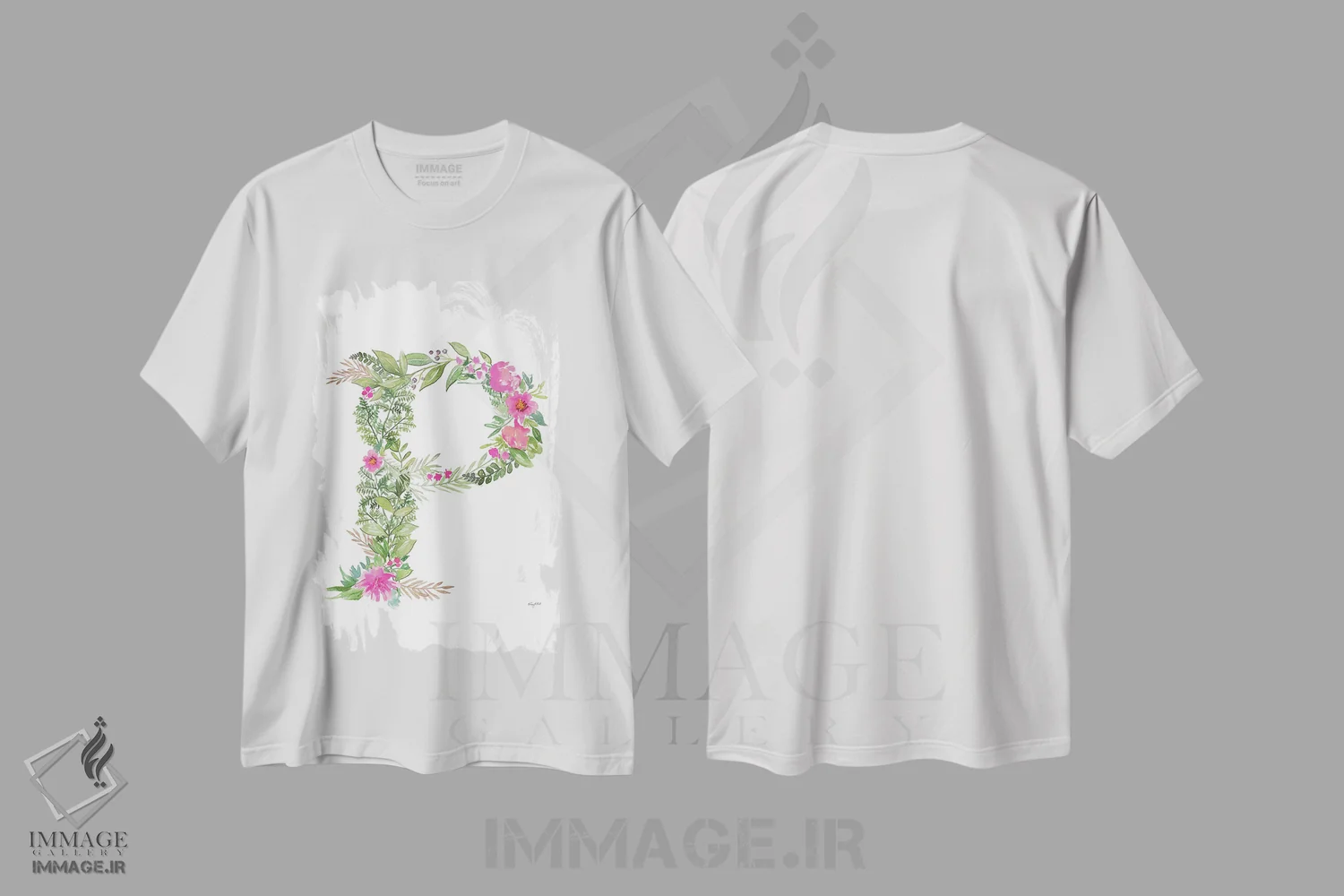 تیشرت سفید طرح دار حرف P گیاهی، تزئینی اثر کلسی مک نت | immage.ir
