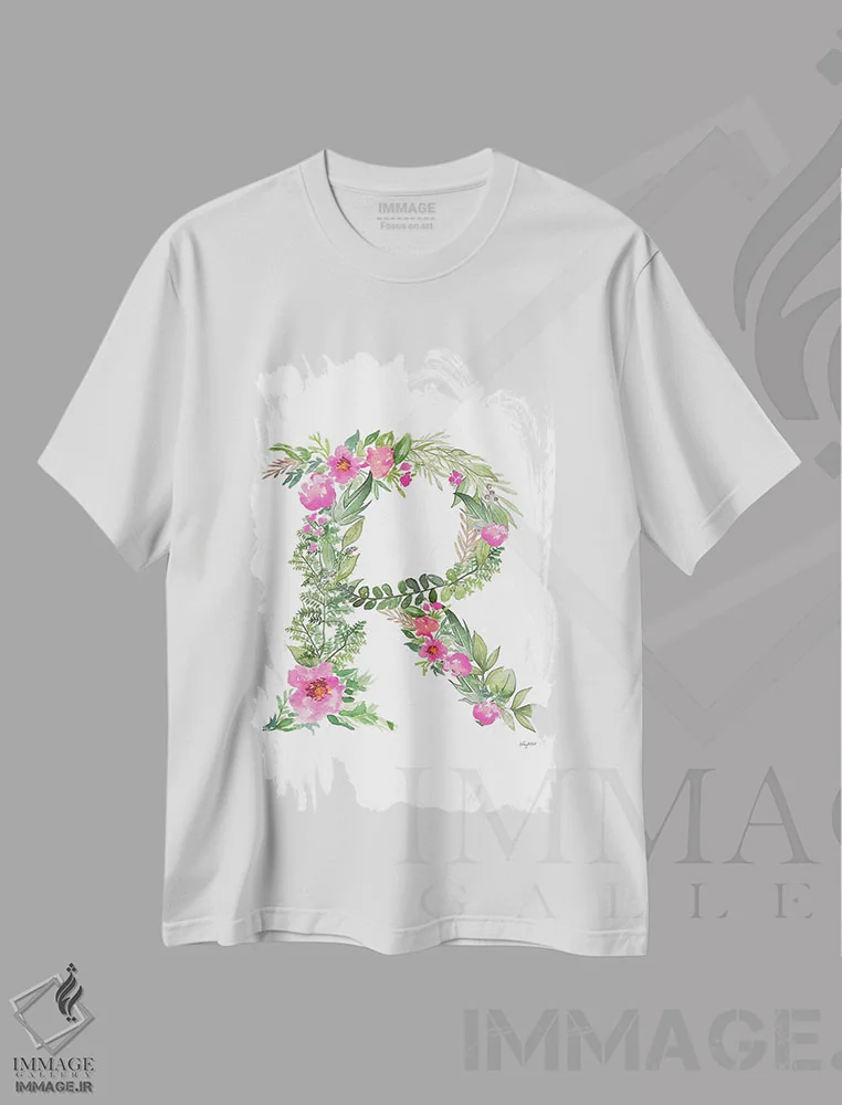 تیشرت سفید طرح دار حرف R گیاهی، تزئینی اثر کلسی مک نت | immage.ir