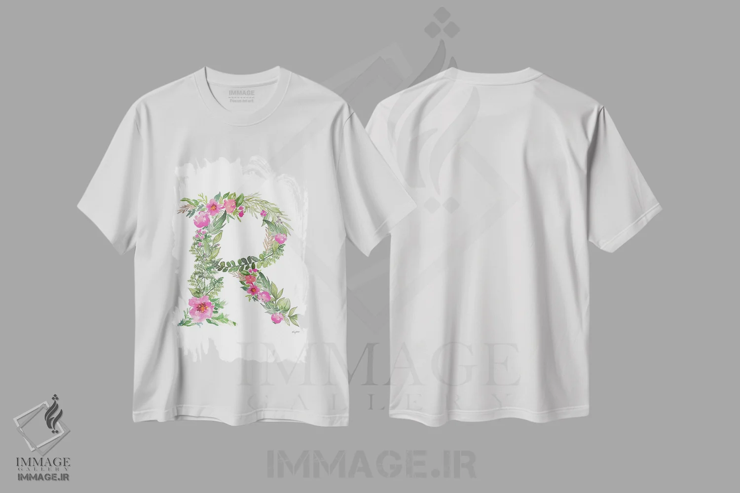 تیشرت سفید طرح دار حرف R گیاهی، تزئینی اثر کلسی مک نت | immage.ir