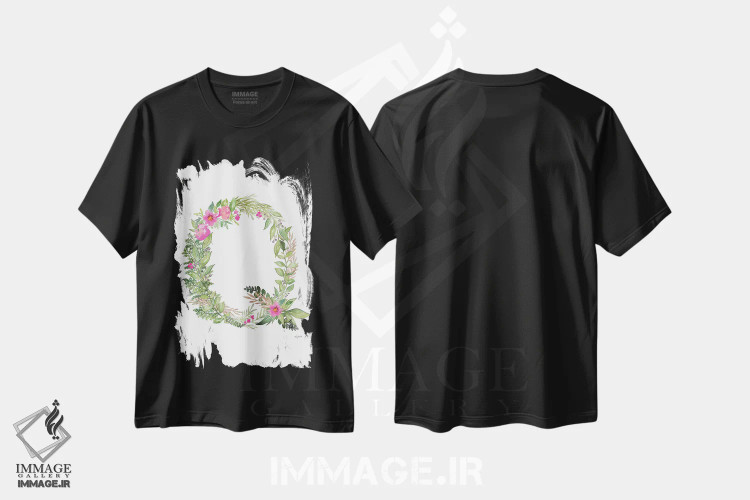 تیشرت مشکی طرح دار حرف Q گیاهی، تزئینی اثر کلسی مک نت | immage.ir