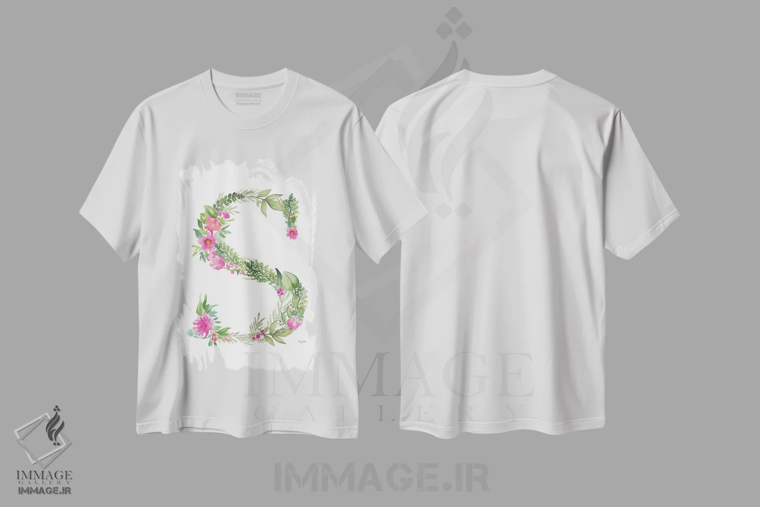 تیشرت سفید طرح دار حرف S گیاهی، تزئینی اثر کلسی مک نت | فروشگاه ایماژ