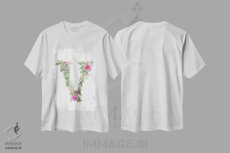 تیشرت سفید طرح دار حرف V گیاهی، تزئینی اثر کلسی مک نت | immage.ir