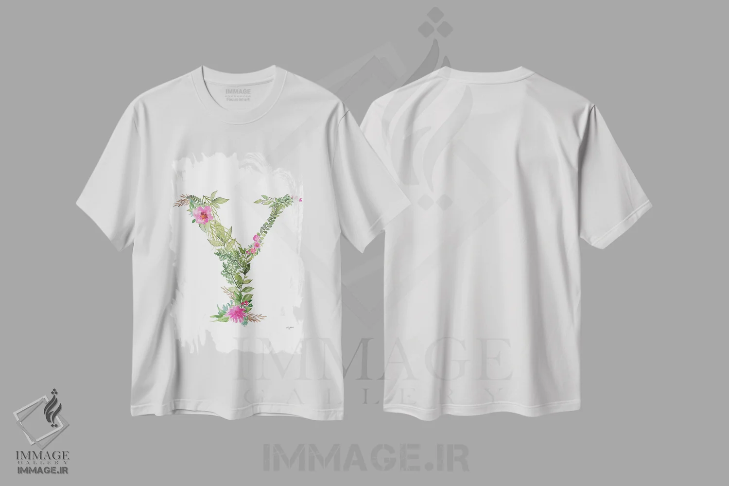 تیشرت سفید طرح دار حرف Y گیاهی، تزئینی اثر کلسی مک نت | فروشگاه ایماژ