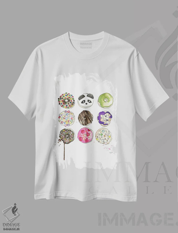 تیشرت سفید طرح دار پیراشکی ها، تزئینی اثر کلسی مک نت | فروشگاه ایماژ