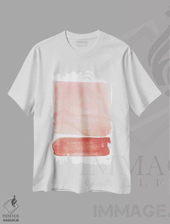 تیشرت سفید طرح دار انتزاعی مرجانی II اثر کلسی مک نت | immage.ir