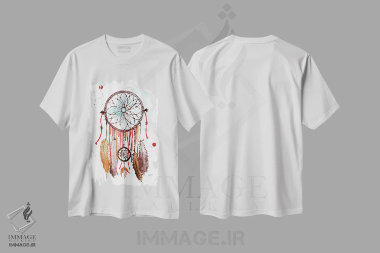 تیشرت سفید طرح دار دست ساز رویاگیر II، دکور بوهمی اثر کلسی مک نت | فروشگاه ایماژ