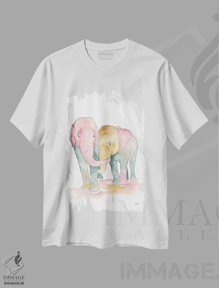 تیشرت سفید طرح دار فیل ها، تزئینی اثر کلسی مک نت | immage.ir
