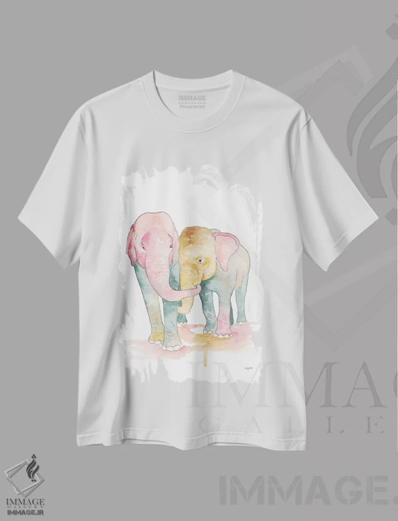 تیشرت سفید طرح دار فیل ها، تزئینی اثر کلسی مک نت | immage.ir