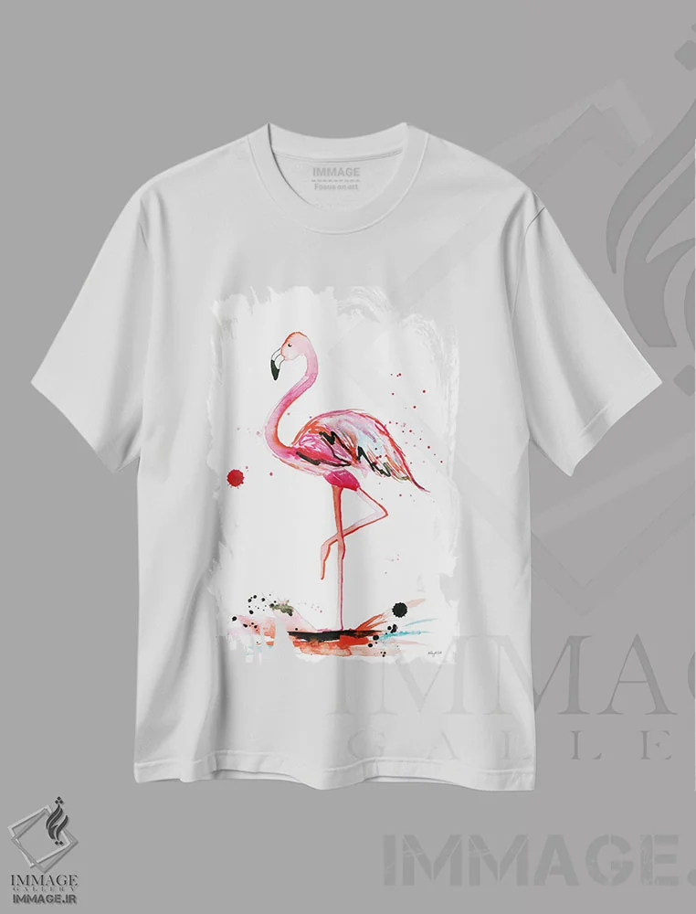 تیشرت سفید طرح دار فلامینگو، تزئینی اثر کلسی مک نت | immage.ir