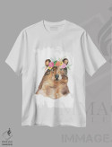 تیشرت سفید طرح دار خرس با تاج گل، تزئینی اثر کلسی مک نت | فروشگاه ایماژ