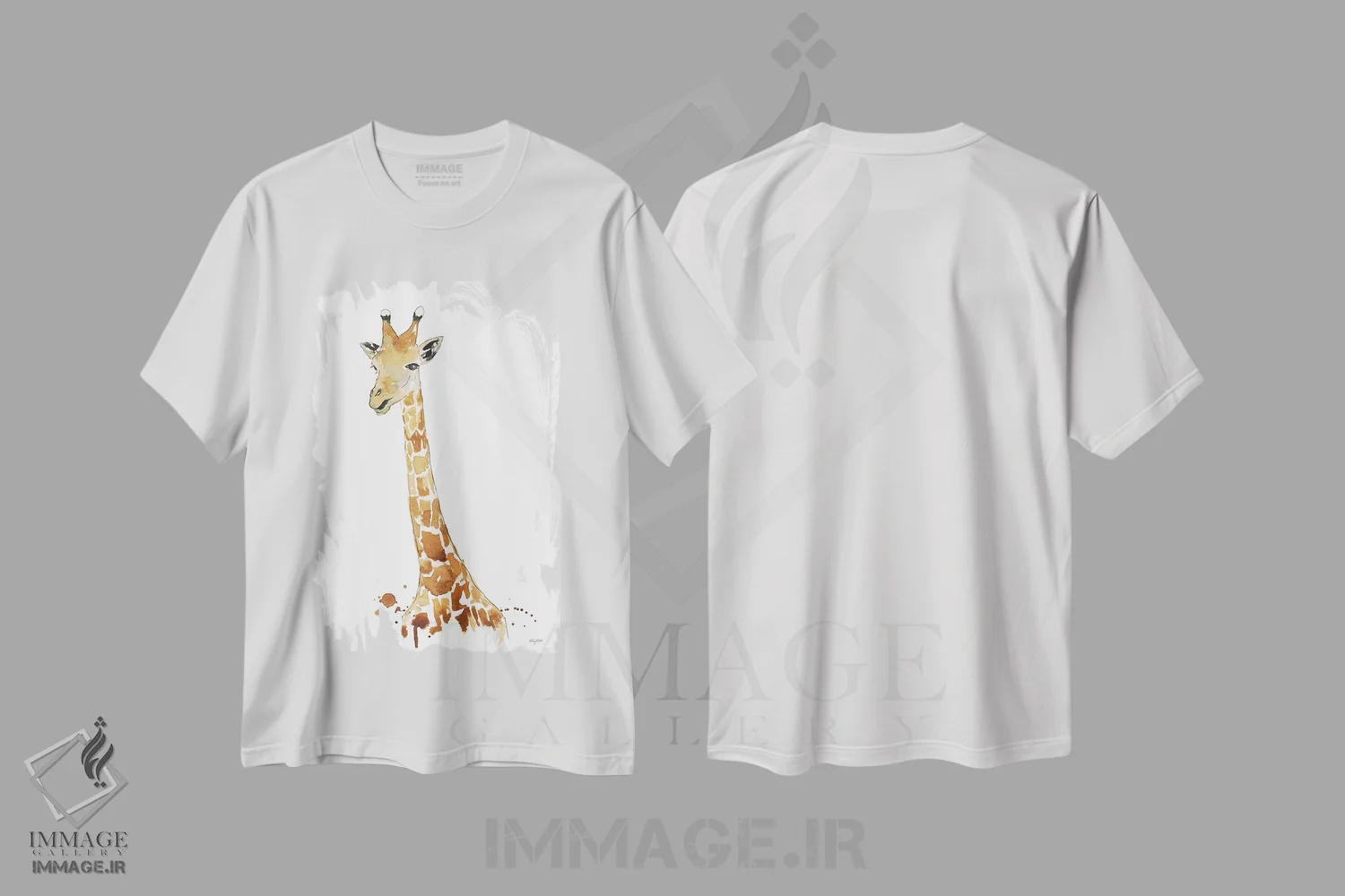 تیشرت سفید طرح دار زرافه، تزئینی اثر کلسی مک نت | فروشگاه ایماژ