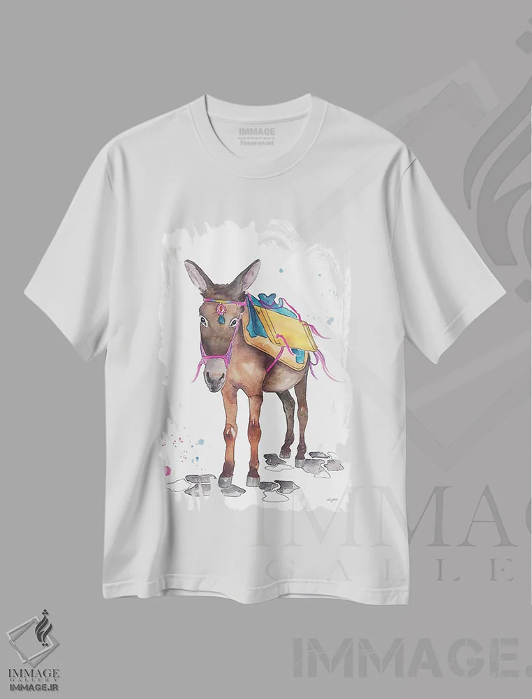تیشرت سفید طرح دار الاغ یونانی، تزئینی اثر کلسی مک نت | immage.ir