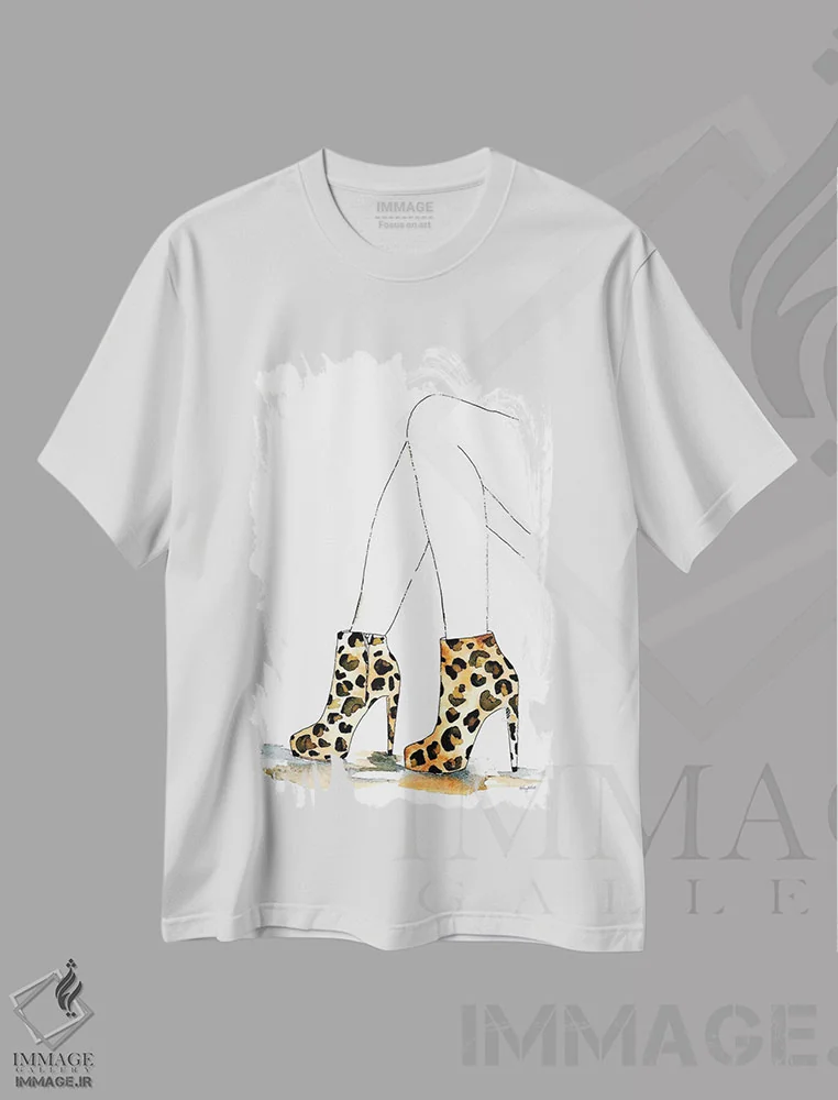 تیشرت سفید طرح دار بوتی پلنگی، تزئینی اثر کلسی مک نت | فروشگاه ایماژ