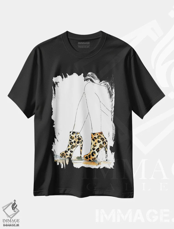 تیشرت مشکی طرح دار بوتی پلنگی، تزئینی اثر کلسی مک نت | immage.ir