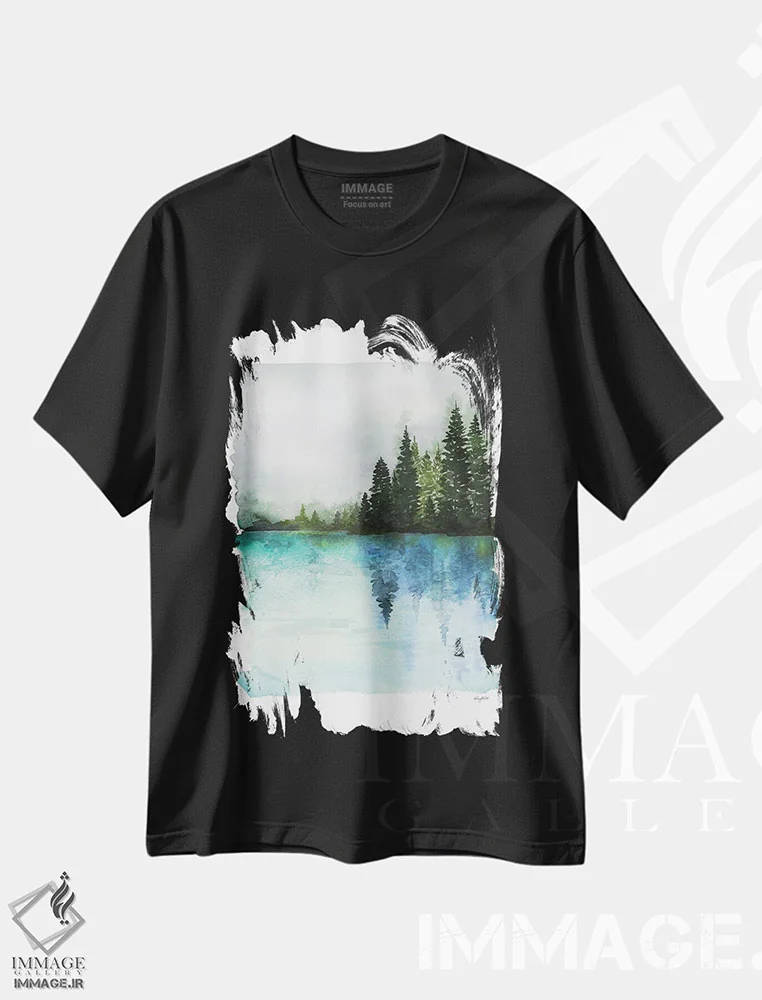 تیشرت مشکی طرح دار آب های مه آلود، تزئینی اثر کلسی مک نت | immage.ir