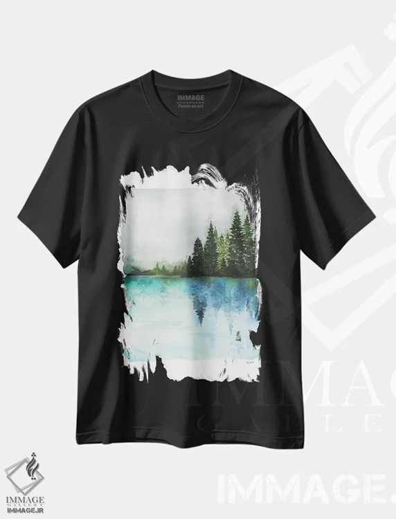 تیشرت مشکی طرح دار آب های مه آلود، تزئینی اثر کلسی مک نت | immage.ir