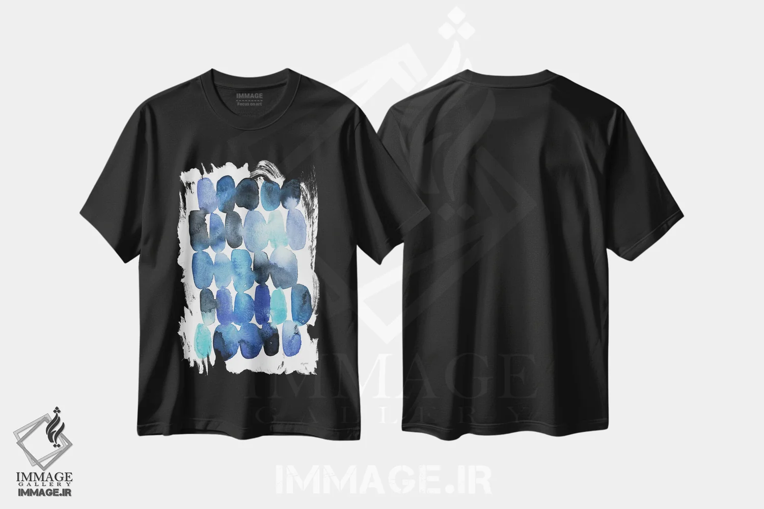 تیشرت مشکی طرح دار انتزاعی آبی I اثر کلسی مک نت | فروشگاه ایماژ