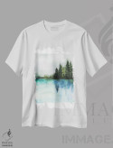 تیشرت سفید طرح دار آب های مه آلود، تزئینی اثر کلسی مک نت | فروشگاه ایماژ