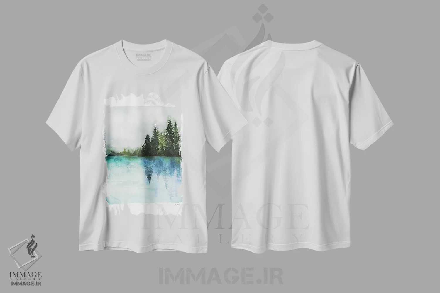 تیشرت سفید طرح دار آب های مه آلود، تزئینی اثر کلسی مک نت | فروشگاه ایماژ