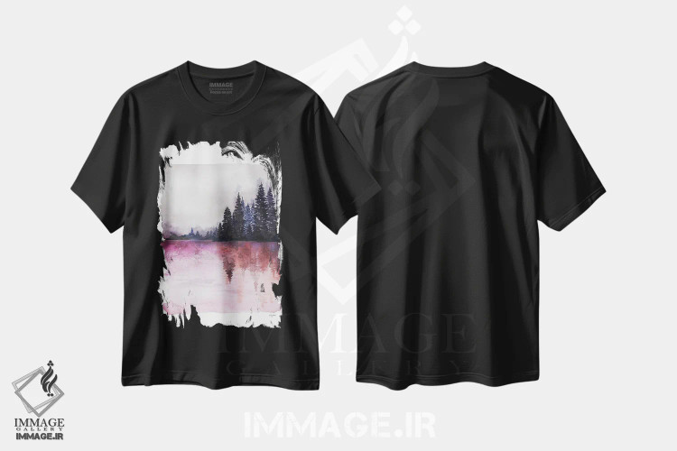 تیشرت مشکی طرح دار آب های مه آلود ۲، تزئینی اثر کلسی مک نت | فروشگاه ایماژ