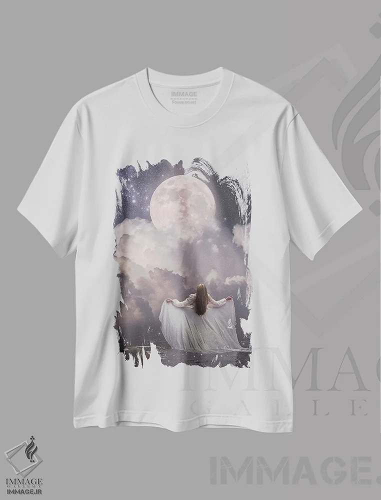 تیشرت سفید طرح دار فصل سرطان، عکاسی ترکیبی اثر مدنایت مون ویژوالز | فروشگاه ایماژ