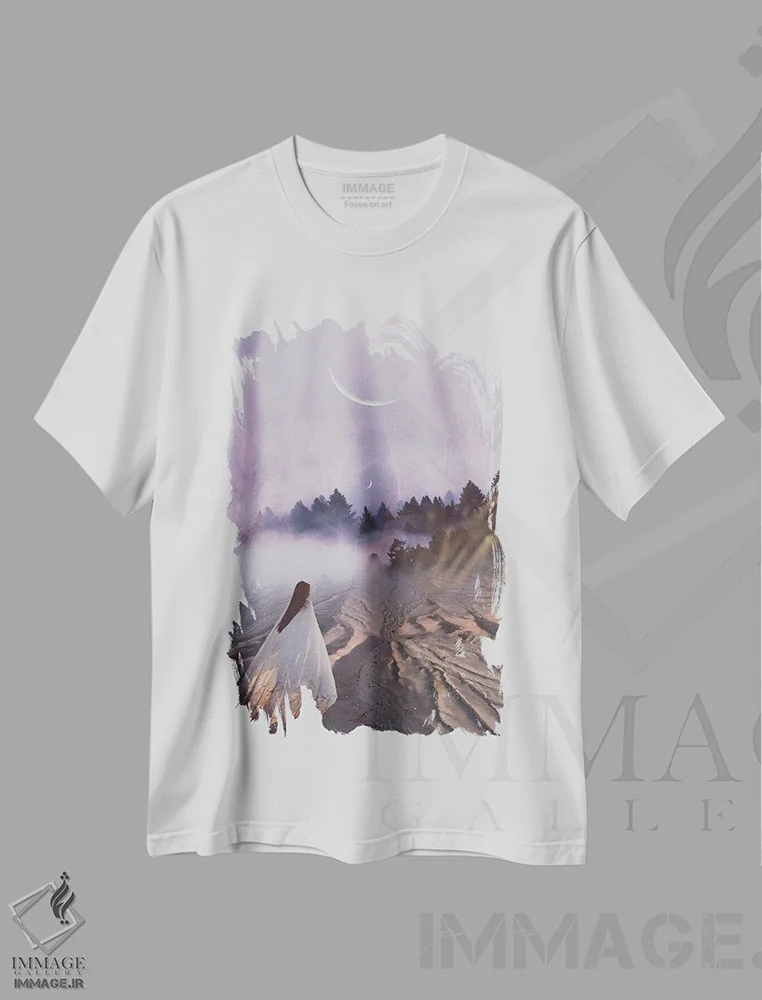 تیشرت سفید طرح دار اقامت کوتاه، عکاسی ترکیبی اثر مدنایت مون ویژوالز | immage.ir