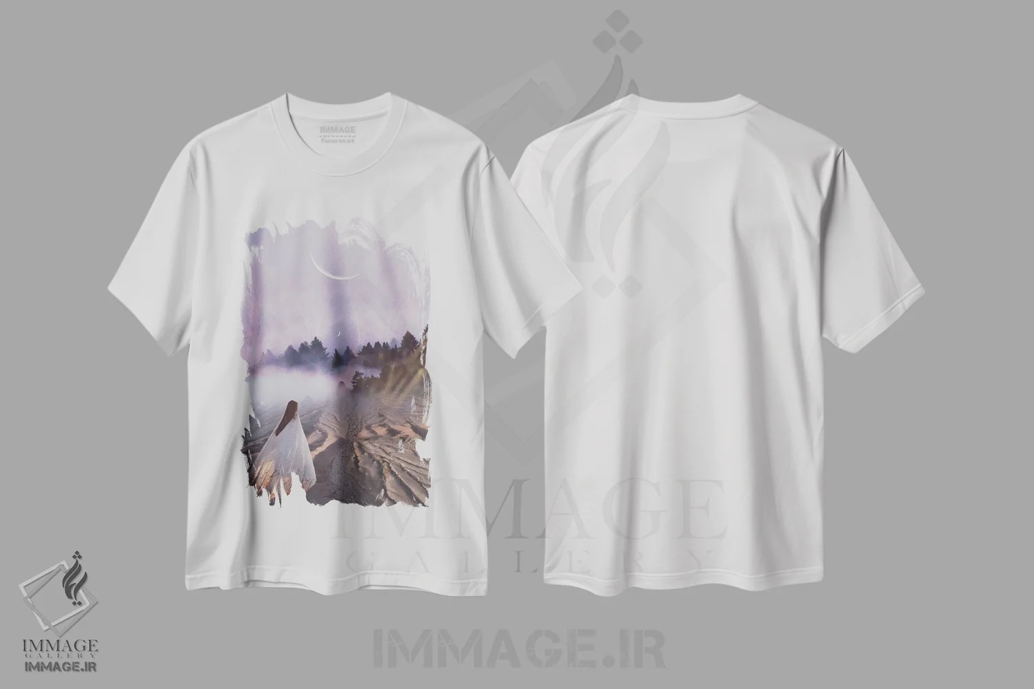 تیشرت سفید طرح دار اقامت کوتاه، عکاسی ترکیبی اثر مدنایت مون ویژوالز | immage.ir