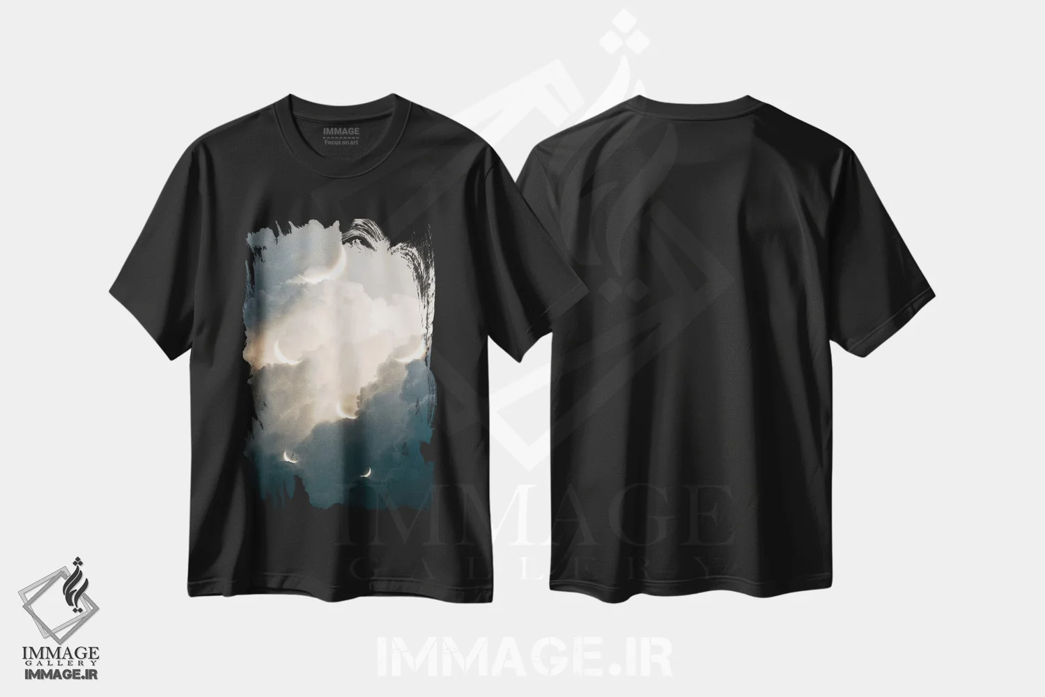 تیشرت مشکی طرح دار محل استراحت، تزئینی اثر مدنایت مون ویژوالز | فروشگاه ایماژ
