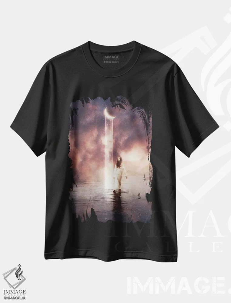 تیشرت مشکی طرح دار سقوط ماه، هنر دیجیتال اثر مدنایت مون ویژوالز | فروشگاه ایماژ