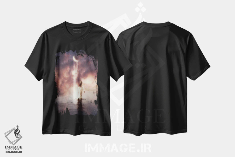 تیشرت مشکی طرح دار سقوط ماه، هنر دیجیتال اثر مدنایت مون ویژوالز | فروشگاه ایماژ