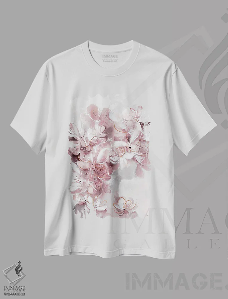 تیشرت سفید طرح دار بانوی فلورا اثر کِی. ناری | فروشگاه ایماژ