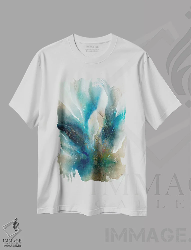 تیشرت سفید طرح دار نورهای یاقوتی I اثر کِی. ناری | immage.ir