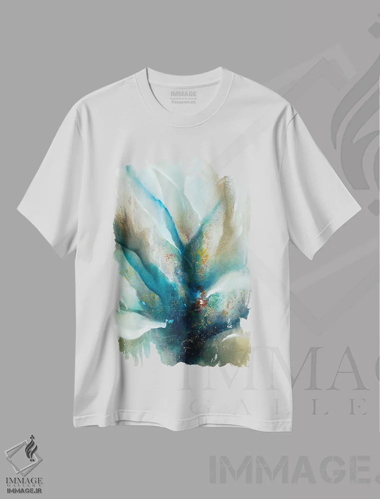 تیشرت سفید طرح دار نورهای یاقوتی II اثر کِی. ناری | فروشگاه ایماژ