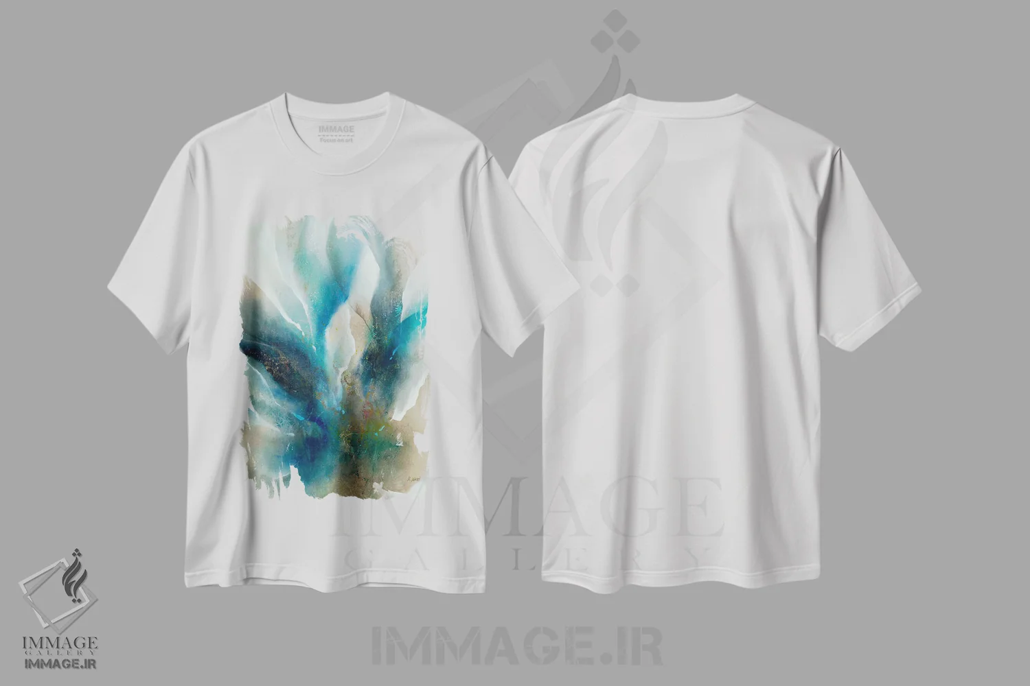 تیشرت سفید طرح دار نورهای یاقوتی I اثر کِی. ناری | immage.ir