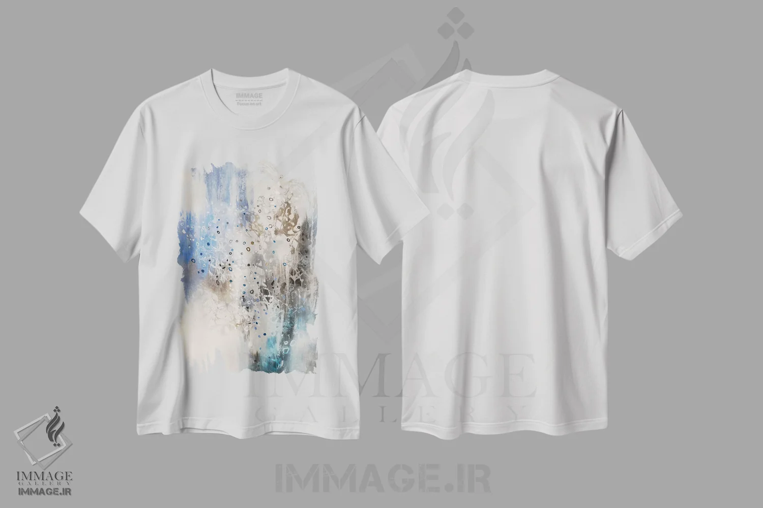 تیشرت سفید طرح دار سنگ های یخچالی اثر کِی. ناری | immage.ir